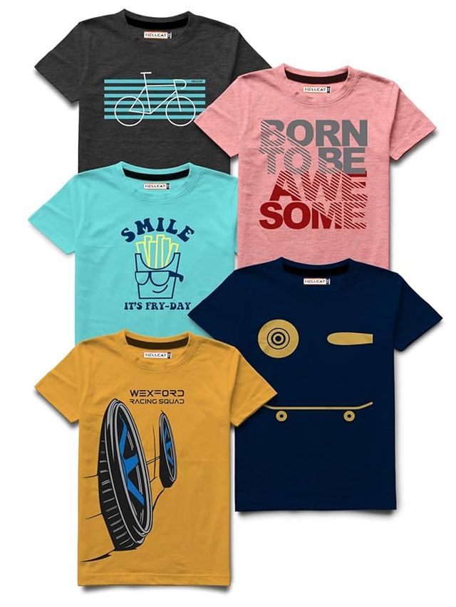Printed T shirt combo for men ( pack of 5 )